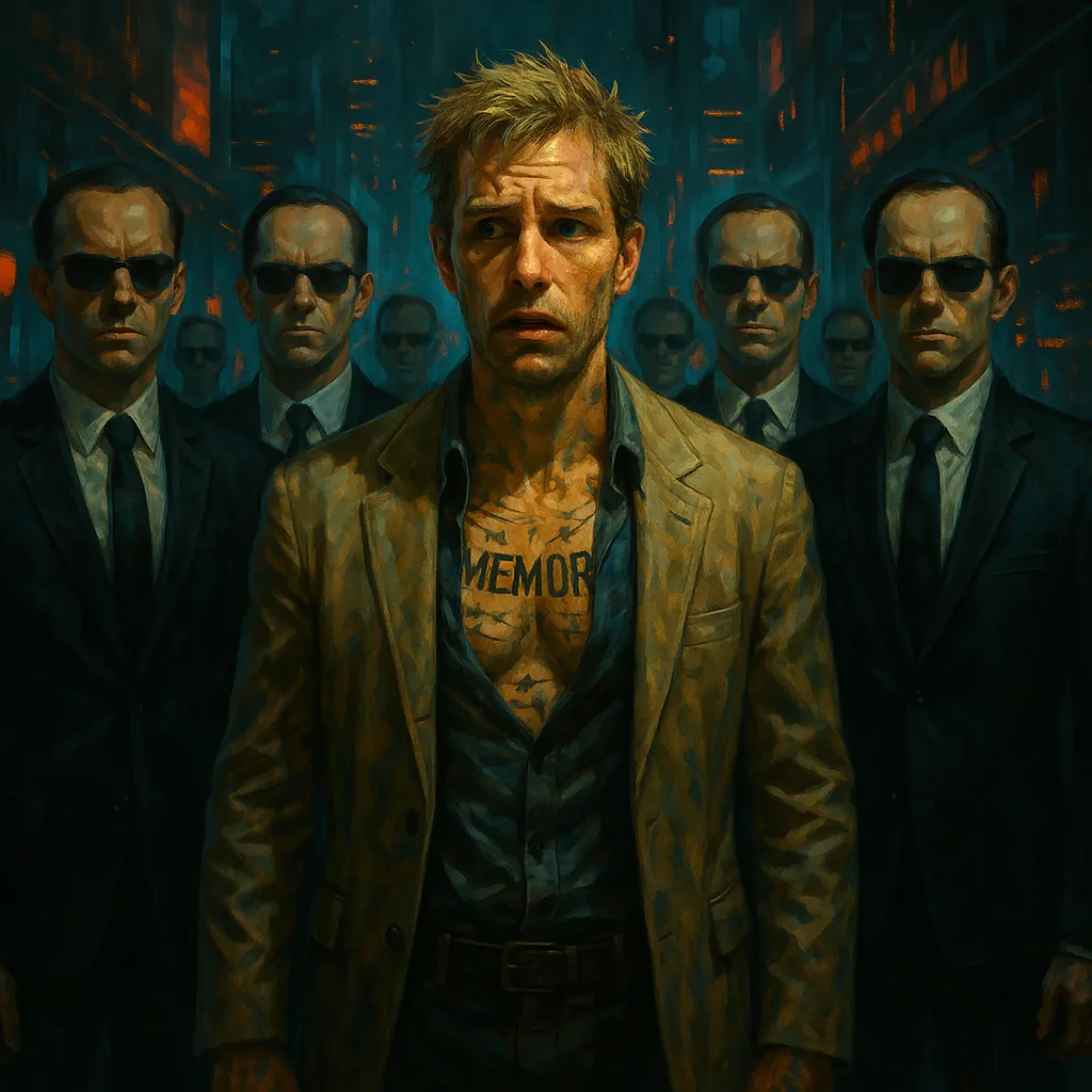 mem the agent in the rain - surrounded by agent smiths